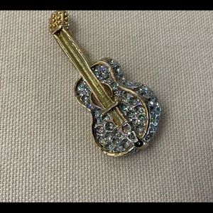 Vintage Rhinestone Guitar Brooch/Pendant